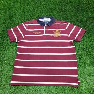 Ralph-Lauren Stripes Polo Shirt XL/2XL 24x28 Red White Crest
